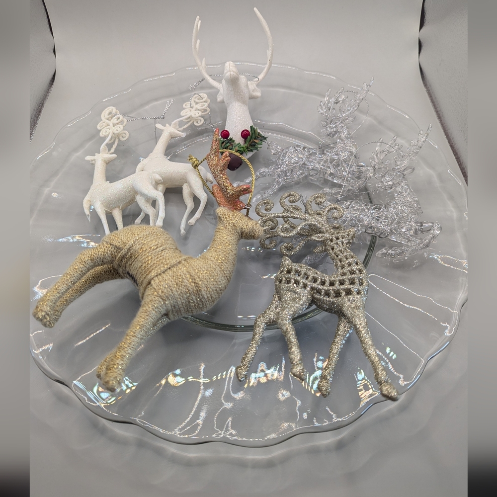 Reindeer Christmas ornament set , variety of reindeer tree ornaments,